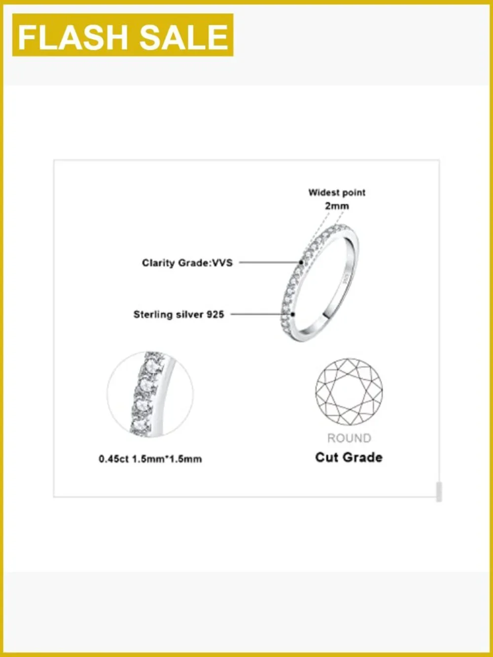 Moissanite Half Eternity Wedding Band Round Cut Sterling Silver Ring Size 6
